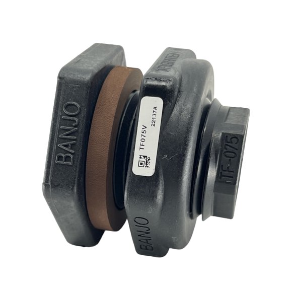 TF075V Banjo 3/4" Poly Bulkhead Tank Fitting with FKM Gasket
