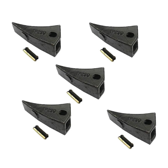 TF23D Digging Bucket Teeth + 23FP TF23P Flex Pins, 230TF JD Fang Style Backhoe Bucket Teeth Replacement for Bobcat 23 23TF 230 230SP, D51750 T230SP Tooth - 5 Pack