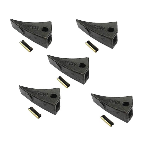 TF23D Digging Bucket Teeth + 23FP TF23P Flex Pins, 230TF JD Fang Style Backhoe Bucket Teeth Replacement for Bobcat 23 23TF 230 230SP, D51750 T230SP Tooth - 5 Pack