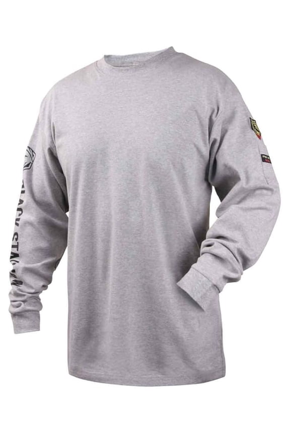 TF2510-GY NFPA 2112 & NFPA70E FR Cotton Knit Long-Sleeve T-Shirt, Gray, Large
