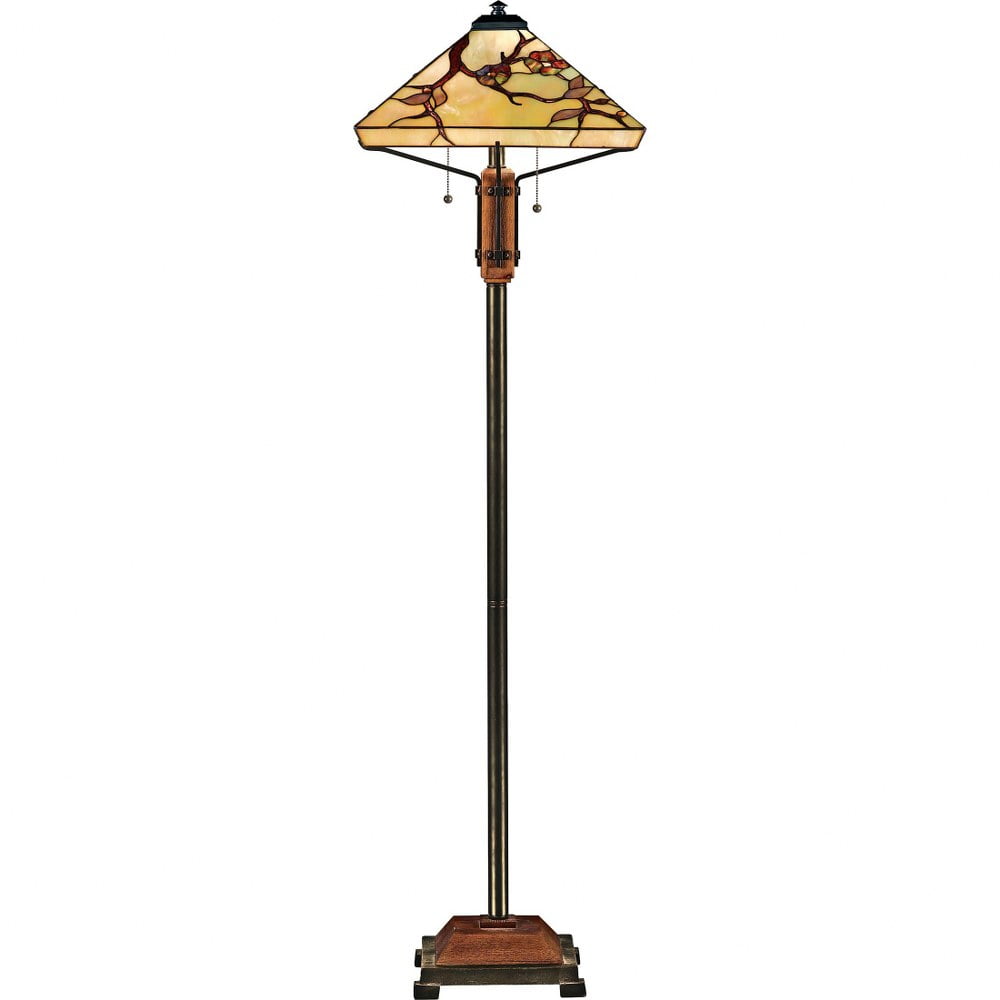 Grove Park Olde Brass and Art Glass Floor Lamp