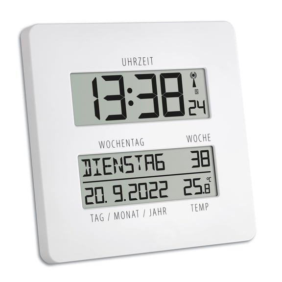 TFA Dostmann 60.4509.02 Time Line Remote Clock with Temperature Display White