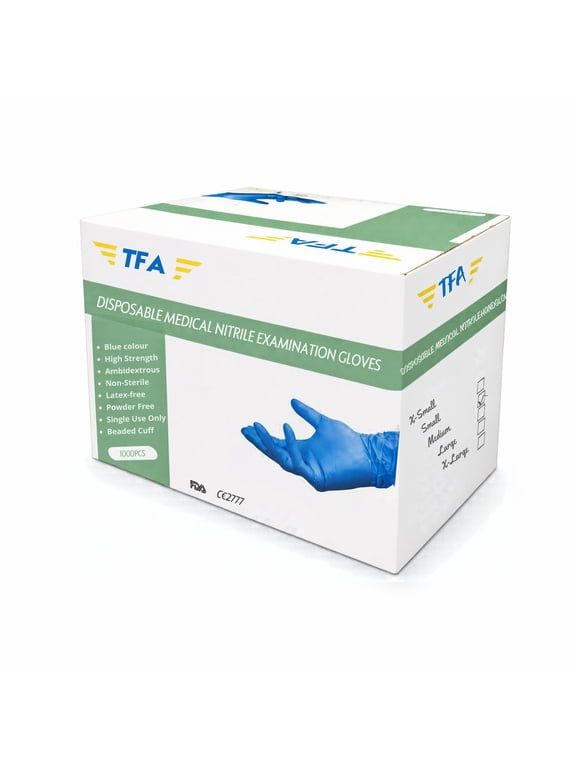 Unisex Examination Nitrile Gloves Box Set, Blue, Small, 1000 Count
