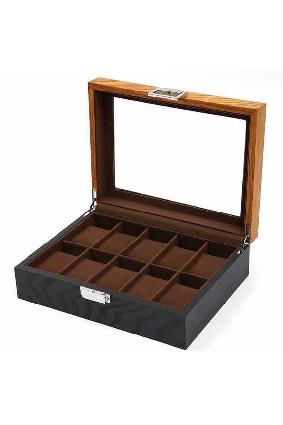 10 Slots Watch Box WatchDisplay Storage Case Watch Box Organizer Holder with Lock