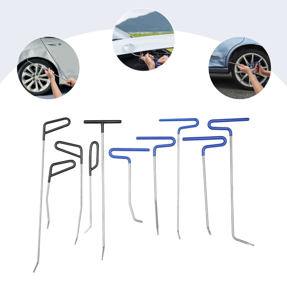 TFCFL 10PC Stainless Steel Dent Rods Kit Paintless Dent Removal Rods Dent Repair Elbow Rod Tool Kits