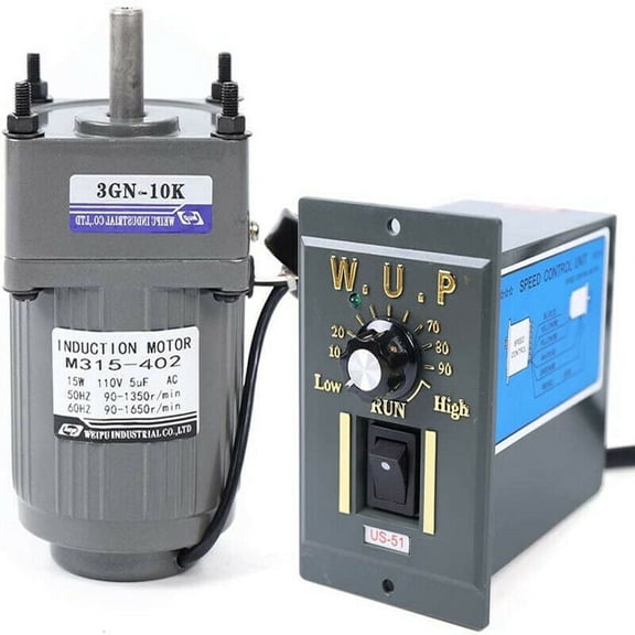 TFCFL 110V 15W Electric Single Phase AC Gear Motor Variable Speed Controller 1:10 125RPM