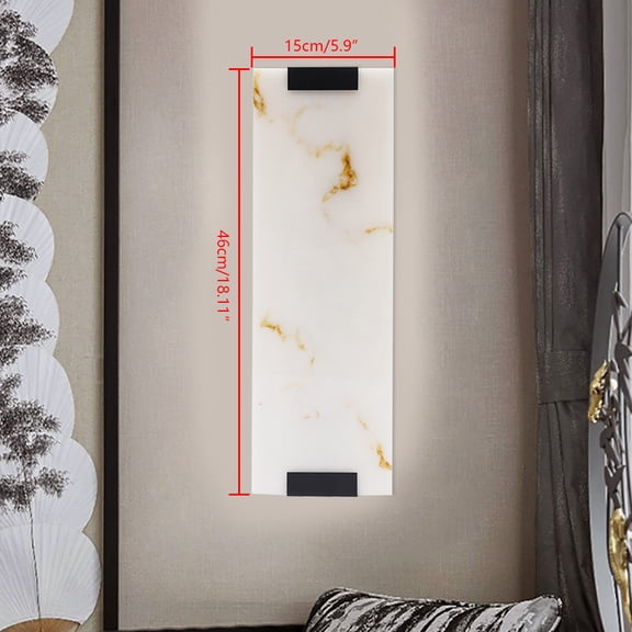 TFCFL 110V Wall Lamp Hand Carved Alabaster Rectangular Wall Sconce Lighting Fixture Home Decor