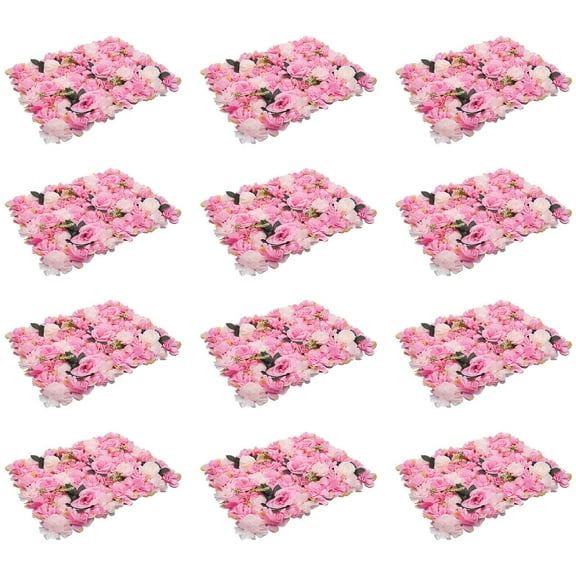 TFCFL 12Pcs Silk Flower Wall Panels Pink Wall Backdrop Panels Wedding Veneu Floral Decor Set 60x40cm
