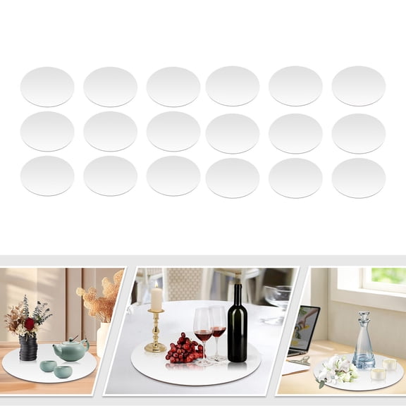 TFCFL 12inch 18Pcs Round Mirror Trays Candle Holder Plate Set Round Mirrors Trays Circle Display Board