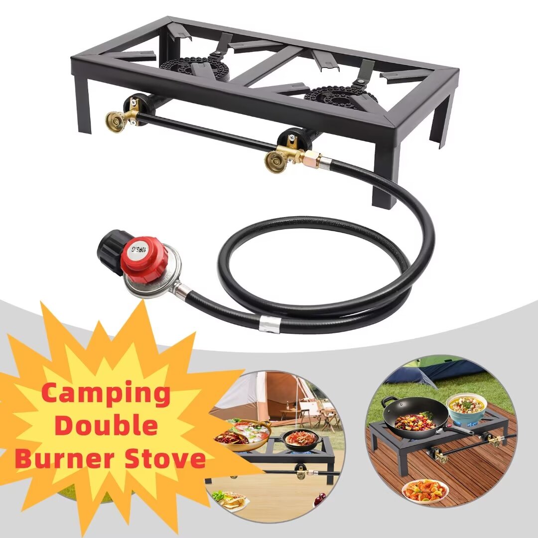 TFCFL 16.54inch Double Burner Camping Stove Portable Outdoor Gas Stove