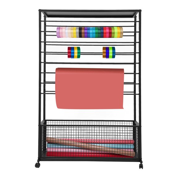 TFCFL 16 Tier Double-Sided Ribbon Rack Storage Shelf For Ribbon Wrapping Paper 100x32x150cm