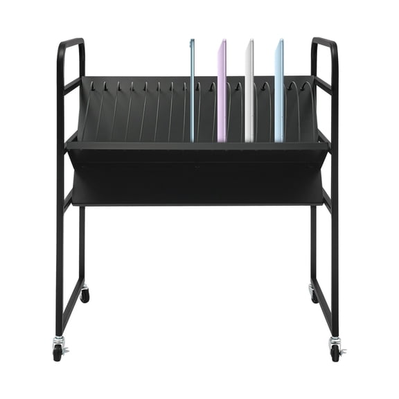 TFCFL 16-position Laptop And Tablet Open Charging Station Rolling Mobile Storage Cart with 4x wheels