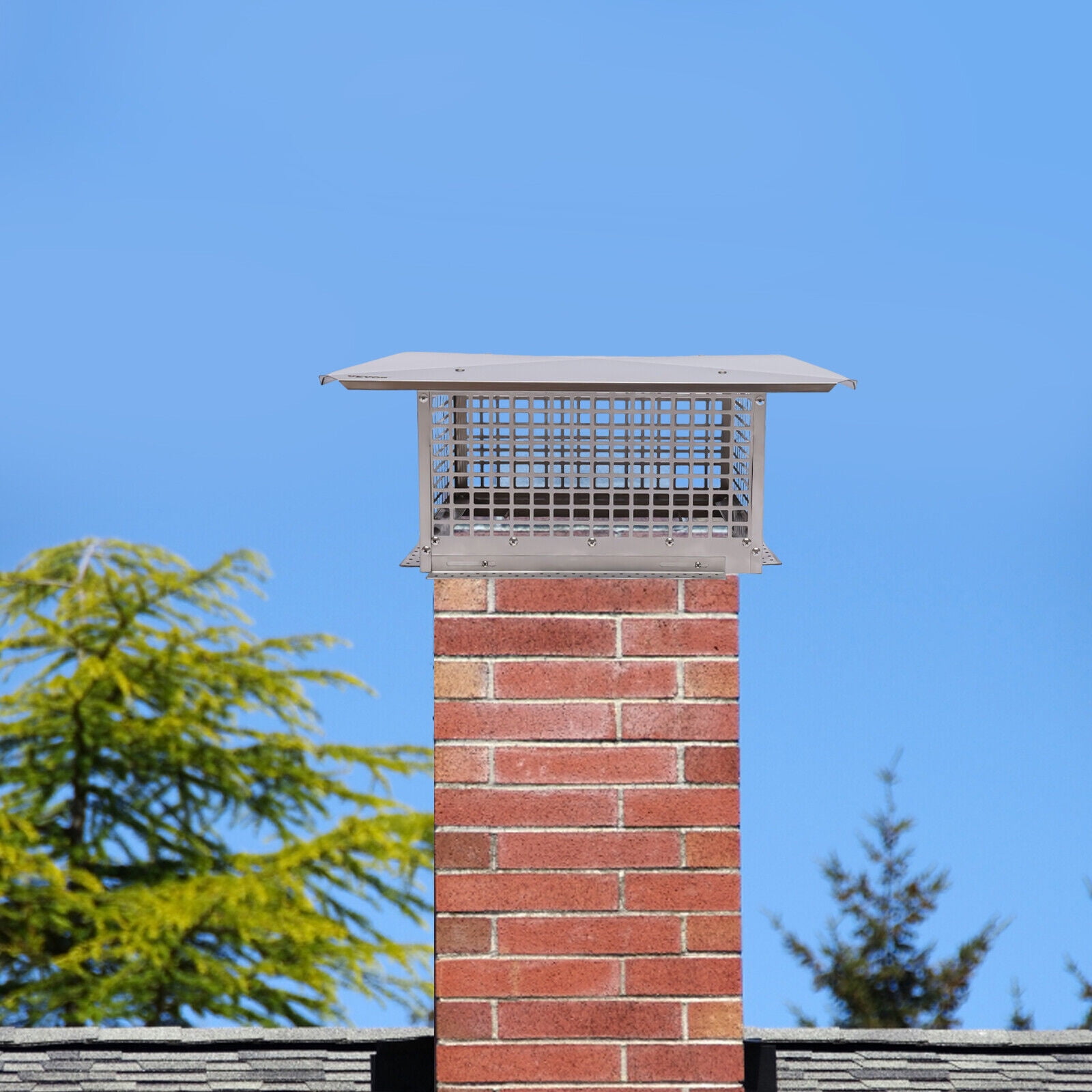 TFCFL 17*8in Fireplace Chimney Cap, Masonry Chimney Cover w/Adjustable Cap Bottom+Damper Top