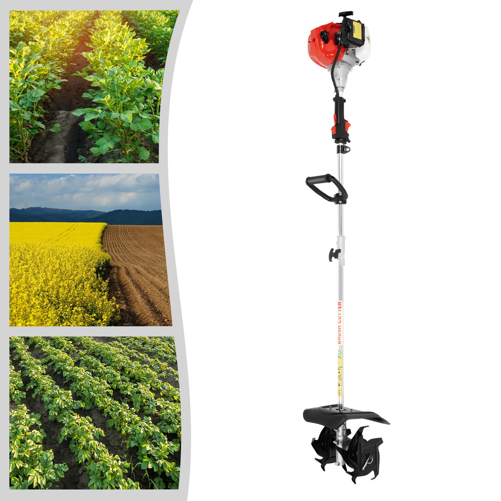 TFCFL 1E44F 2 Stroke 51.7CC Handheld Mini Tiller Cultivator Garden Farm Grass Gas Rototiller 1.45kW 6500RPM