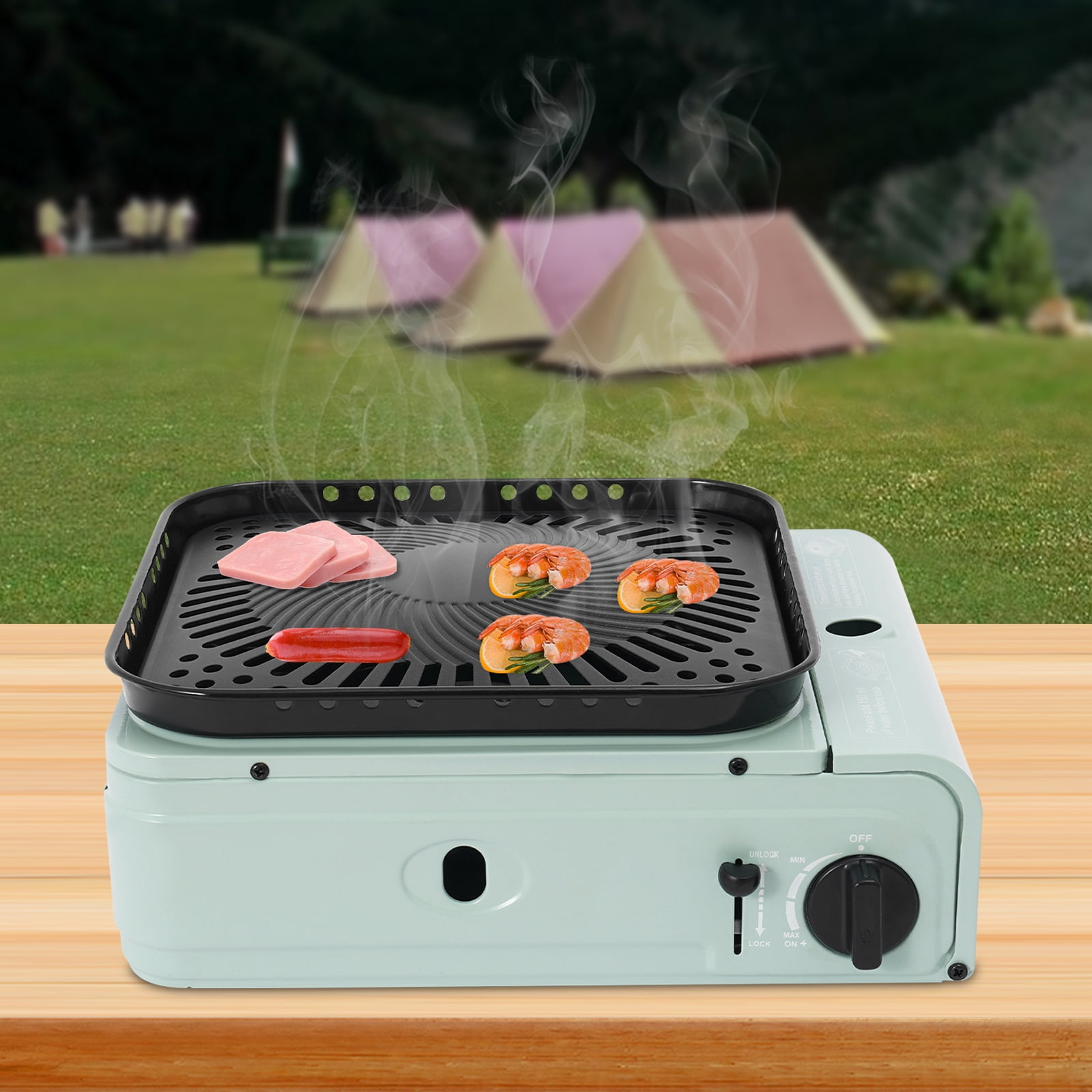 TFCFL 2.3KW Camping Grill Stove 12.2x10.62x4.72in Portable Camping Grill Gas Stove Grill Stove with Portable Carry Case