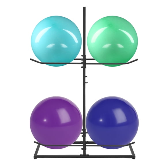 TFCFL 2 Tiers Stability Ball Rack Exercise Ball Stand Gym Ball Storage Stand 11.8x50.8in