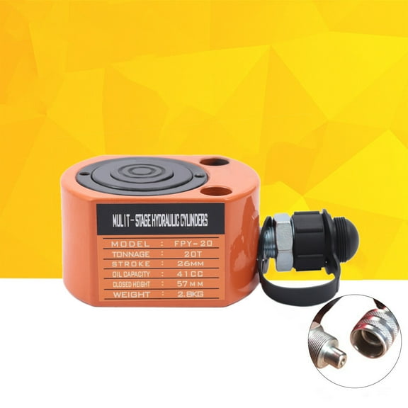 TFCFL 20 Tons Stroke Hydraulic Cylinder Jack Low Profile Lifting Ram Multi Stage Tool