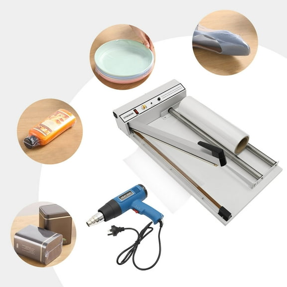TFCFL 24" Shrink Film Wrap Machine Wrap Sealer w/Heat Gun 380mm Plastic Film for PP PE