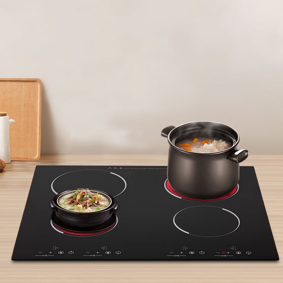 TFCFL 24 inch Electric Cooktop Ceramic Glass Stove Top Built-in Cooktop 4 Burners Drop-in Touch Control