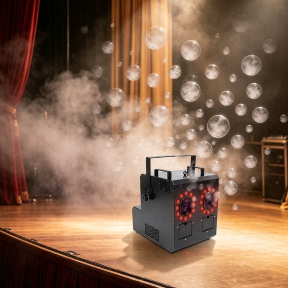 TFCFL 3-In-1 Smoke Fog Bubble Machine RGB LED Light Stage Effect DJ Fogger Machine DMX Remote Control