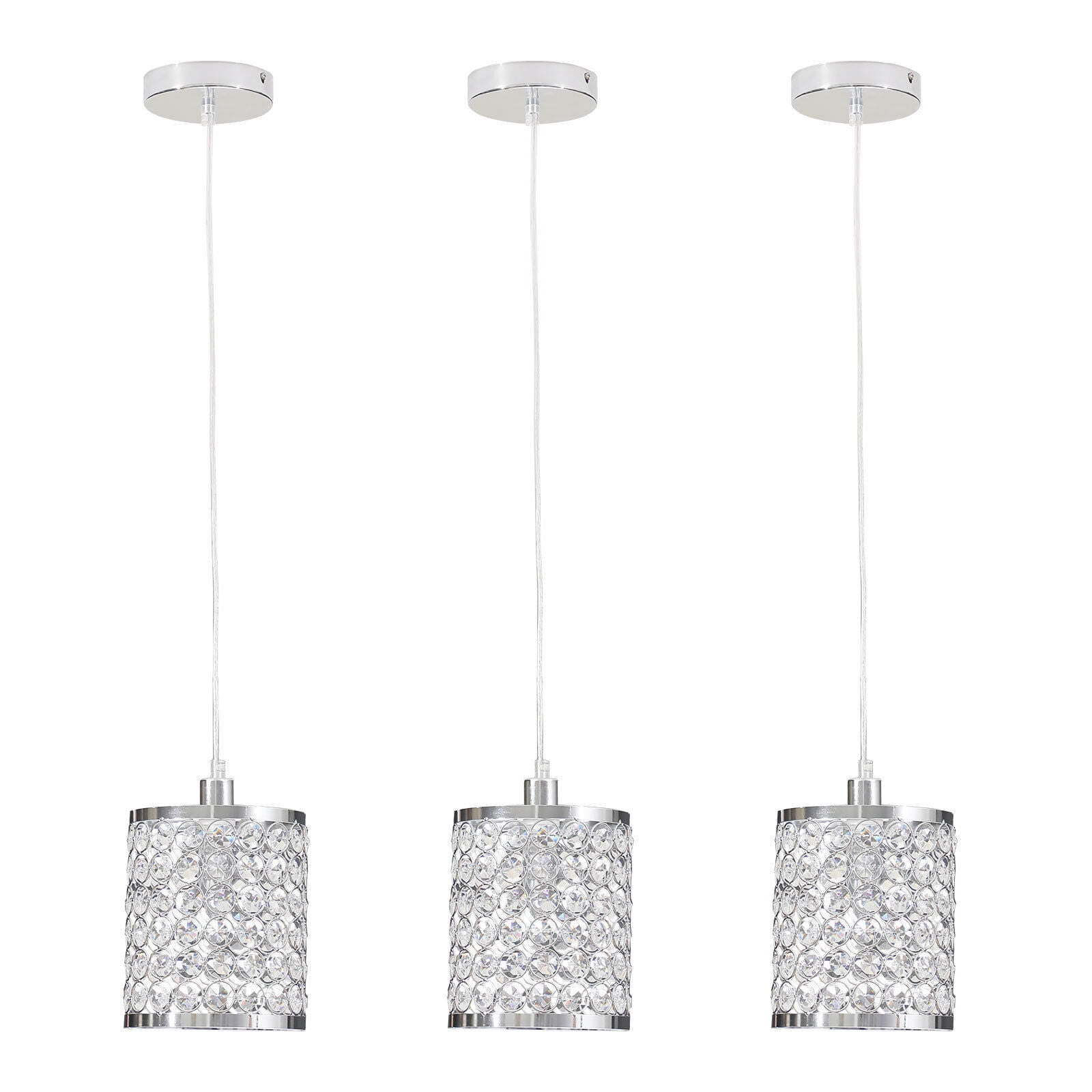 TFCFL 3 Pack Modern Pendant Light Hanging Ceiling Lamp Fixture Kitchen Island Adjustable Crystal Chandelier
