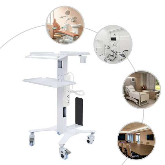 TFCFL 3 Tier Adjustable Rolling Computer Cart Mobile PC Stand Desk Workstation Storage Cart