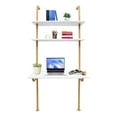 thumbnail image 1 of TFCFL 3 Tier Gold Wall Mounted Computer Desk Workstation Storage Shelf Writing Table Wall Organizer Rack, 1 of 17