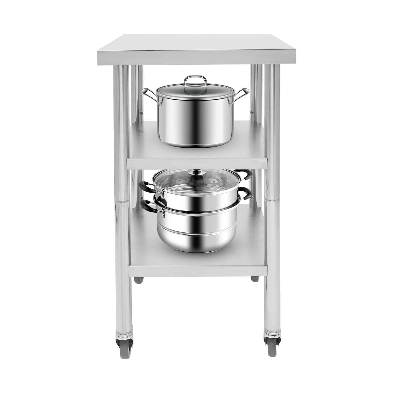 TFCFL 3-Tier Work Table with Wheels Stainless Steel Work Table Metal ...