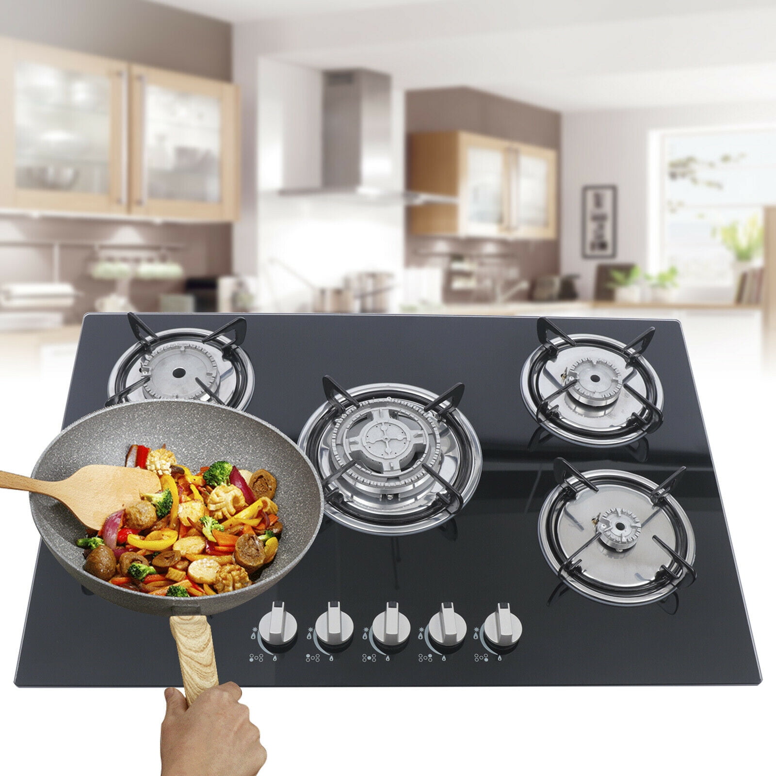 BENTISM Electric Induction Cooktop Built-in Stove Top 5 Burners 35.4x20.5in  