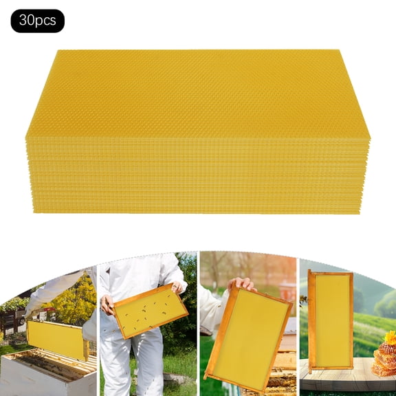 TFCFL 30 Honeycomb Sheets Bee Wax Foundation Beehive Frames for Beekeeping Brood Box 7.68*16.34in