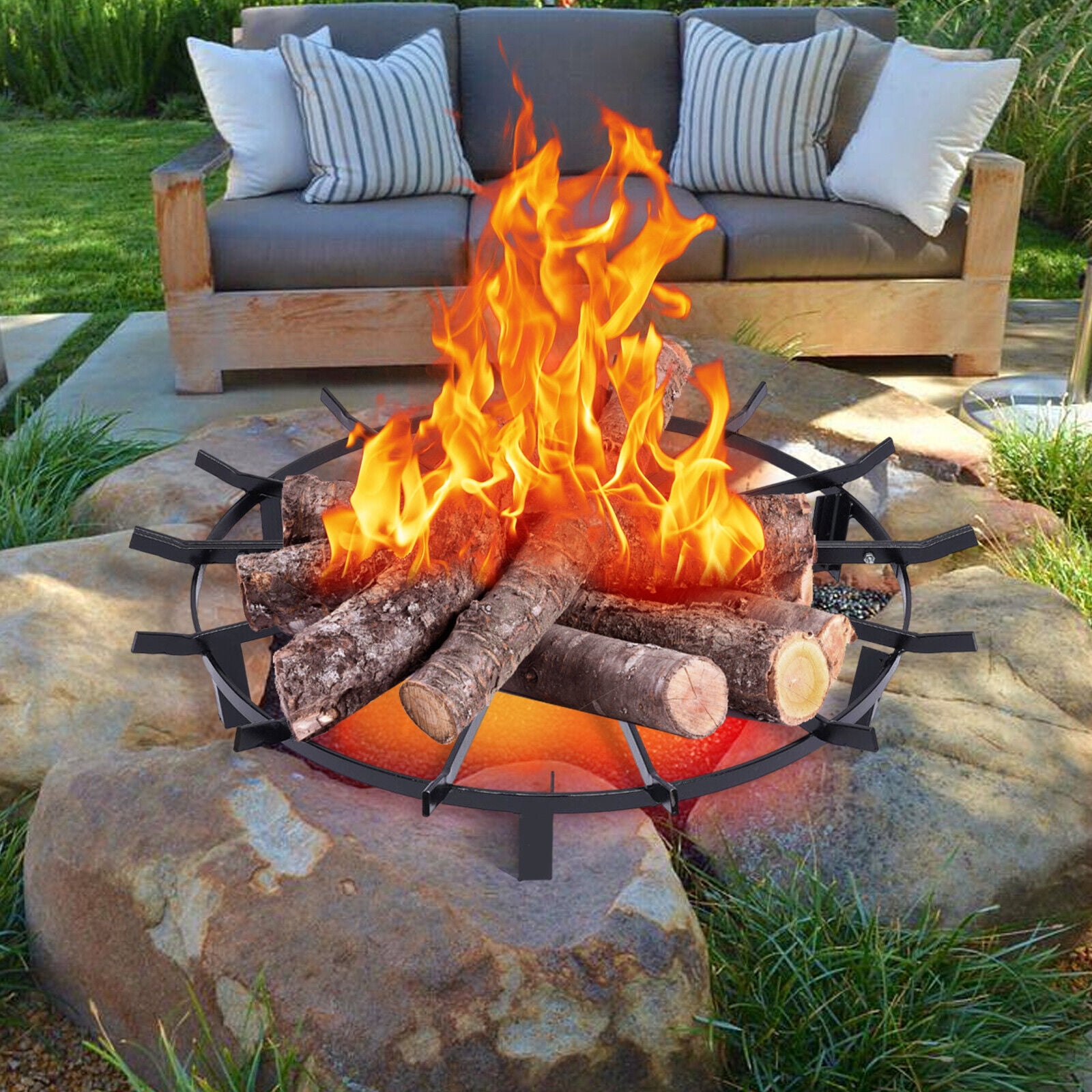 TFCFL 32in Fire Grate Log Fireplace Holder Grates Burning Rack Holder  w/Glovesu0026Fire-tong Camping - Walmart.com