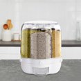 thumbnail image 1 of TFCFL 360° Rotating Rice Dispenser 6 Compartments Dry Food Grain Storage Tank Container for Kitchen, 1 of 11