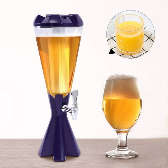 TFCFL 3L Beer Tower Liquor Tap Bar Party Beverage Dispenser Party Bar Container with Ice Tube Purple