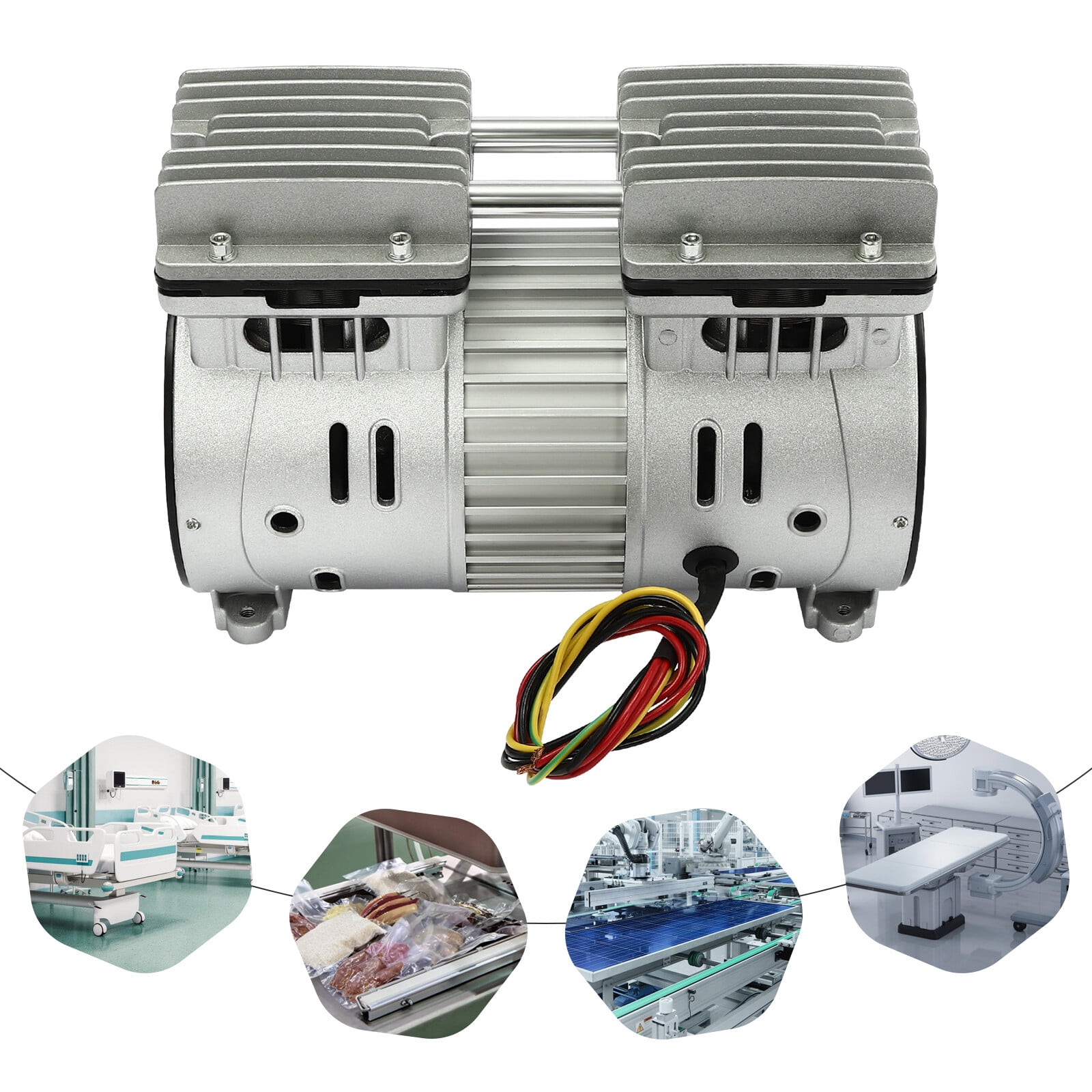 TFCFL 4.5CFM Oilless Air Pump Compressor G1/4 Thread Oil-Free Vacuum Pump Head 125L/min 550W