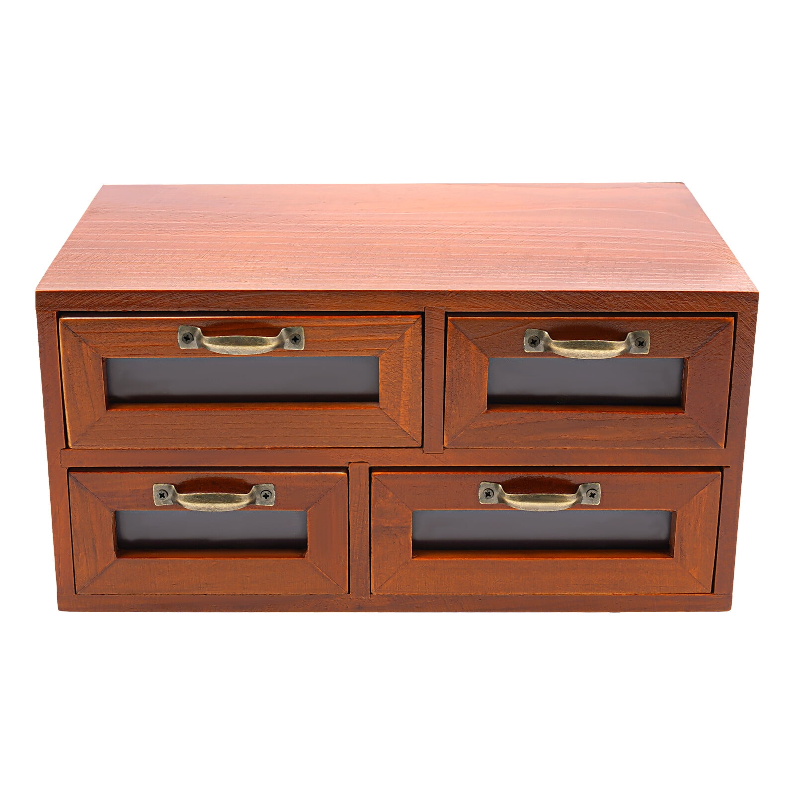TFCFL 4 Drawers Desktop Organizer Retro Rectangle Solid Wood Storage ...