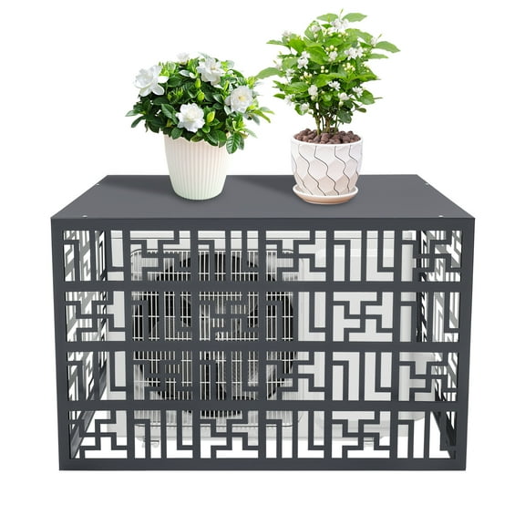 TFCFL 4 Panel Air Conditioner Fence Aluminium Air Comditioning Units Privacy Screen Dark Gray