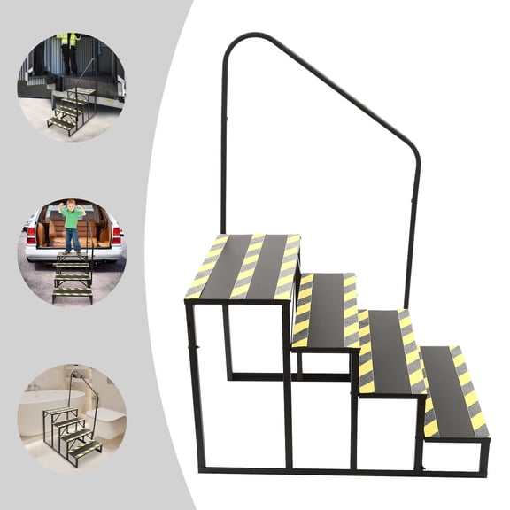 TFCFL 4-Steps Ladder W/ Handrails Swimming Pool Ladder Above Ground Stair Step Stool Home Decor for Travel Trailer