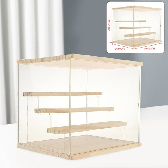 TFCFL 4-Tier Large Acrylic & Wood Display Case Dustproof Showcase Box for Collectibles Action Figures