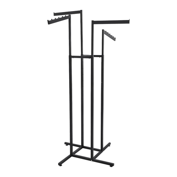 TFCFL 4 Ways Clothing Rack Retail Garment Hanger Clothes Display Rack Height Adjustable Black