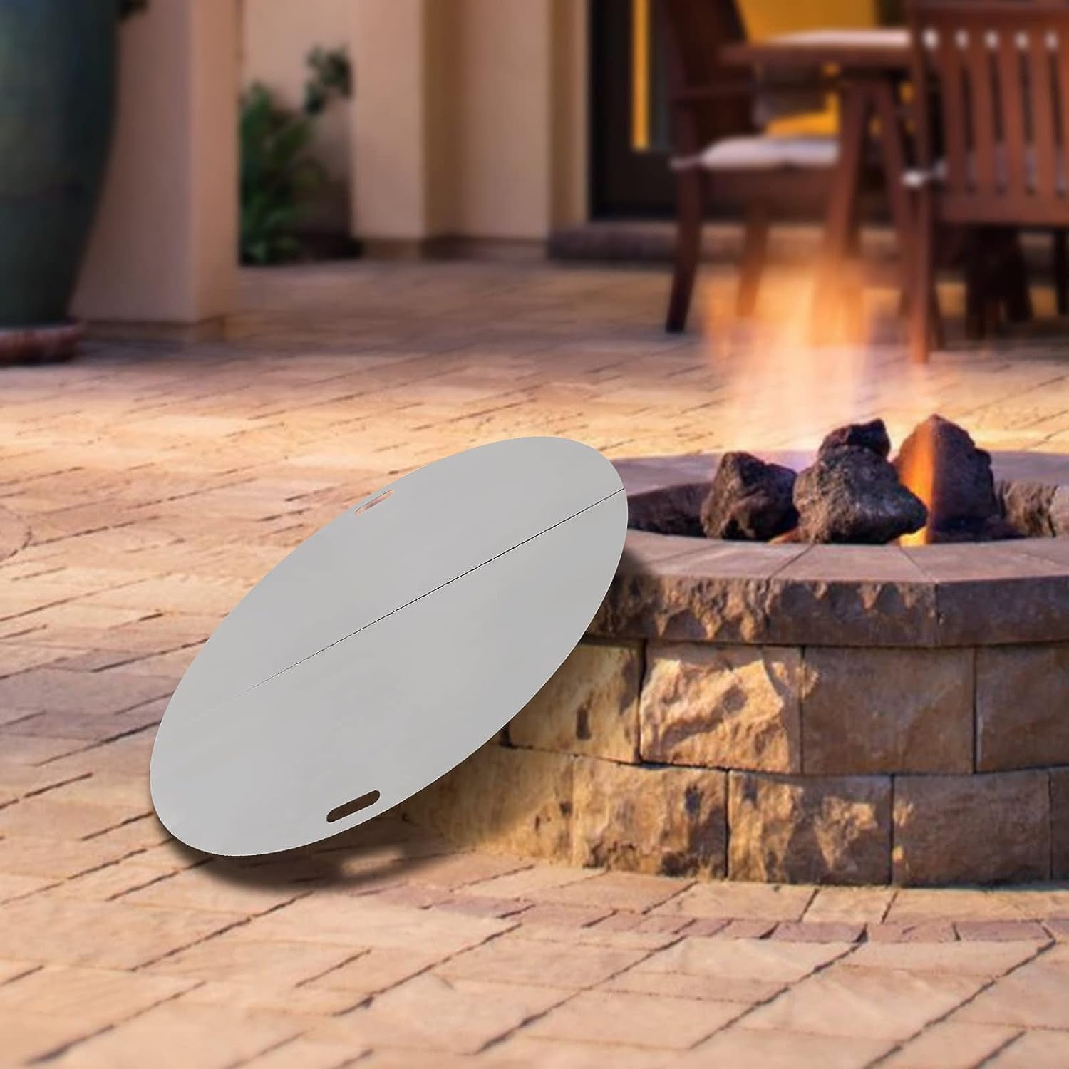 TFCFL 40 Inch Steel Plated Fire Pit Cover Snuffer Lid for Dropin Fire
