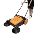 thumbnail image 1 of TFCFL 41in Outdoor Hand Push Floor Sweeper Walk-Behind Pavement Mall Floor Sweeping Tool 55L, 1 of 20