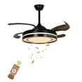 thumbnail image 1 of TFCFL 42'' Moderm Ceiling Fan Light Retractable Fan Chandelier 3 Colors Dimmable LED Lamp 6 Speed W/ Remote, 1 of 19