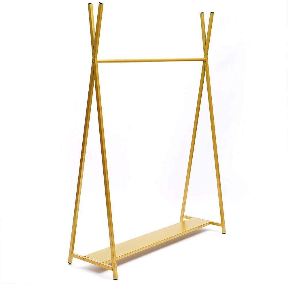 TFCFL 45" Gold Clothing Display Rack Shelf Dress Clothes Hanging Holder