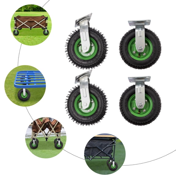 TFCFL 4pcs 10 inch Pneumatic Heavy Duty Air Tire Wheels Swivel Locking Farm Cart Caster Inflatable Wheels