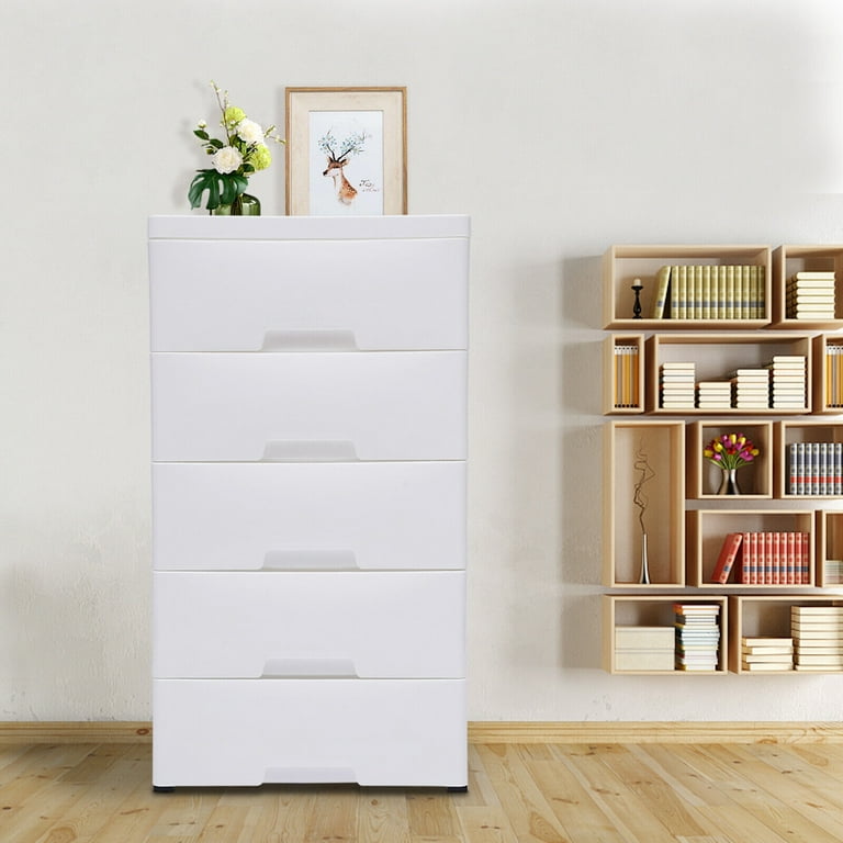 Plastic Drawers Dresser with 5 Drawers Tower Closet Storage Organizer  Cabinet