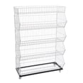 thumbnail image 1 of TFCFL 5-tier Retail Display Rack Wire Grid Merchandise Shelf Fruit Vegetable Snack Basket with 4 pulleys (2 with brakes), White, 1 of 20