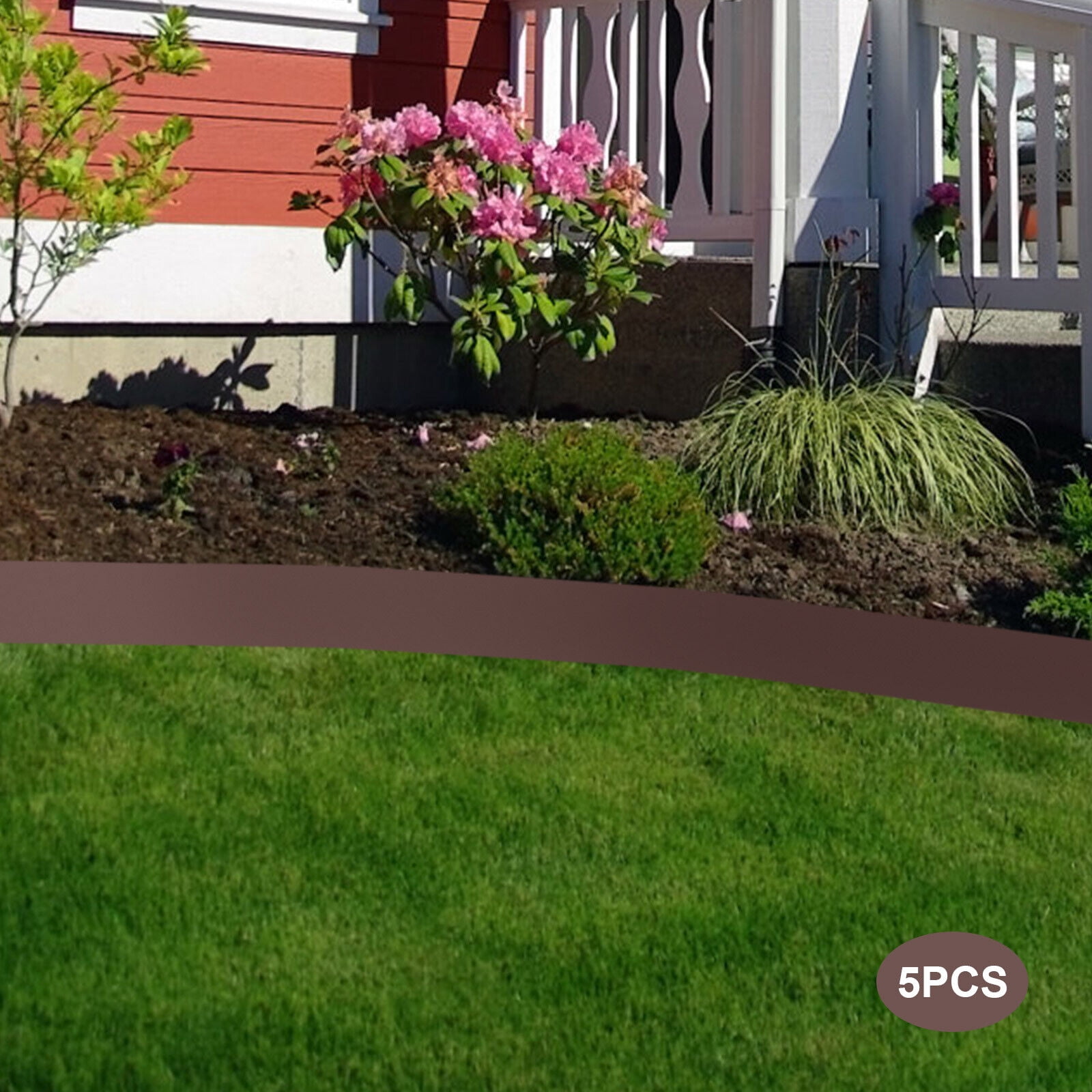 TFCFL 5"x39" 5PCS Garden Edging Border Steel Lawn Metal Landscape Edging Kit Brown New