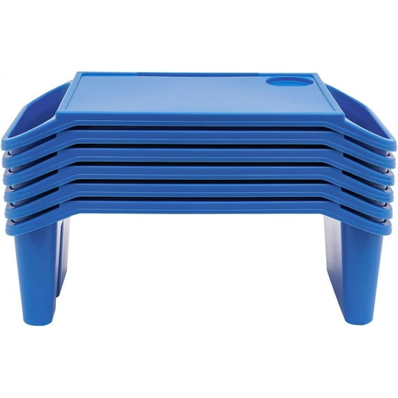 TFCFL 6 Pcs Kids Lap Desk Tray with Storage Lap Desks for Classroom Lap Desk for Kids Lap Desk Lap Tray for Kids Trays Floor Desk for Eating Lap Table Kids Writing Eating Game Snacks (Blue)