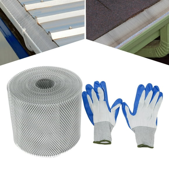 6Inch*100Ft Outdoor Aluminum Gutter Guard Gutter Guard Mesh & Gloves 15cm*30.5m