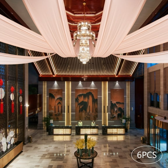 TFCFL 6PCS 5x30/20FT Ceiling Drapes Ceiling Draping Backdrop Curtains for Party Wedding